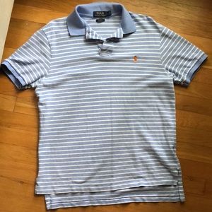 Blue&White Striped Polo | Large | Custom Fit | EUC